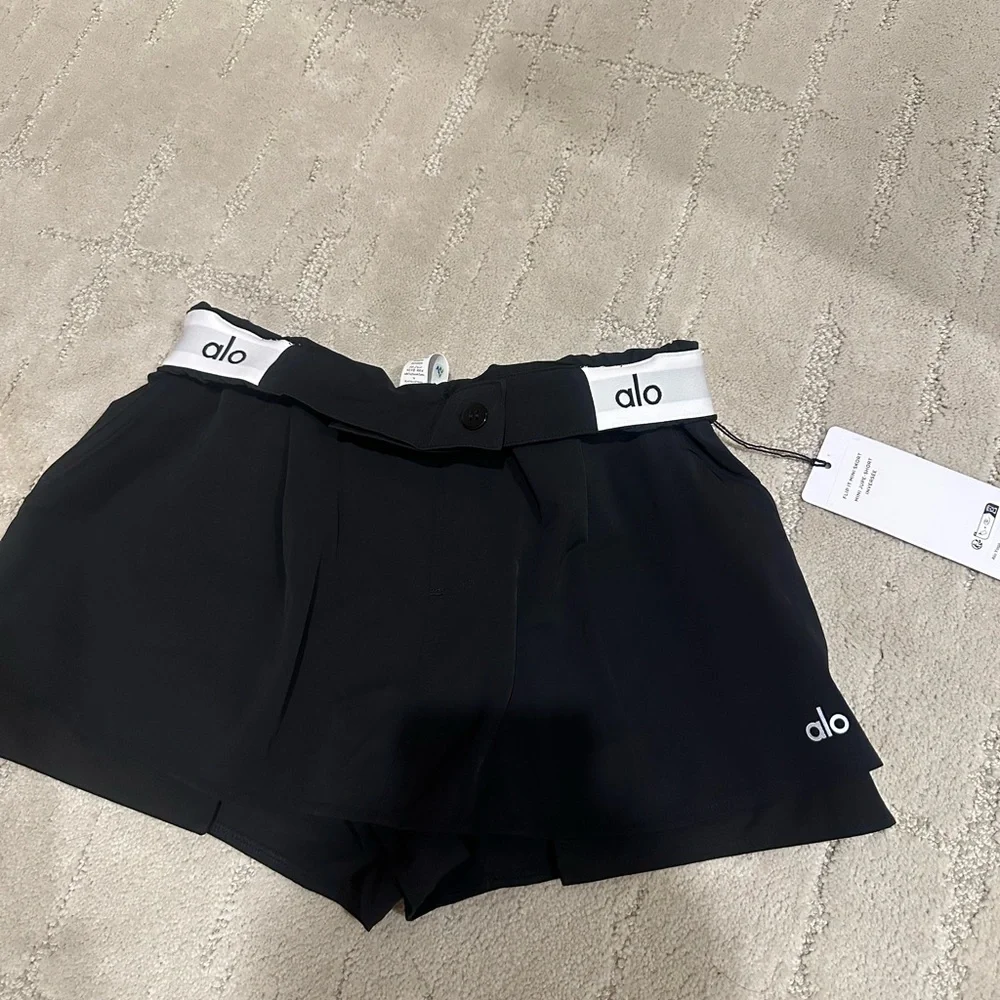 ALO Yoga Black Shorts with White Accents